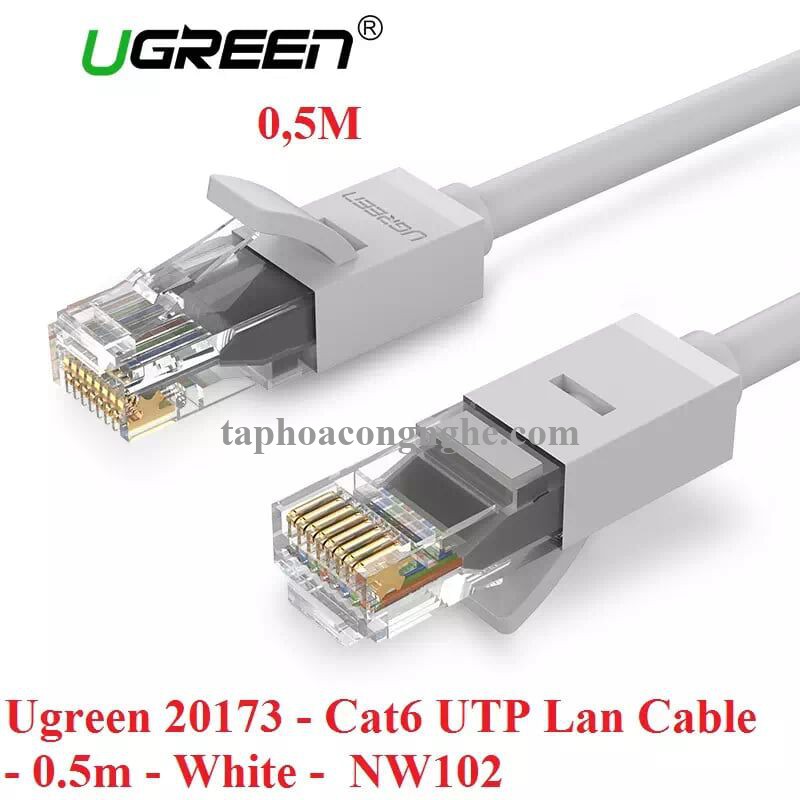 Ugreen 20173 0.5M màu Trắng Cáp Mạng Lan Cat6 UTP NW102 30020173